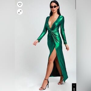 Supernova Girl Teal Green Twist-Front Long Maxi Dress (sold out) LuLus NWT